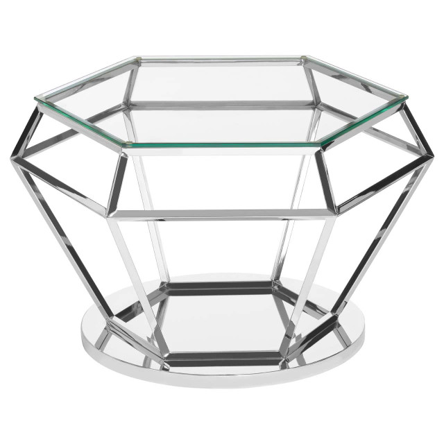 premier housewares Allure Silver Finish Diamond Design End Table