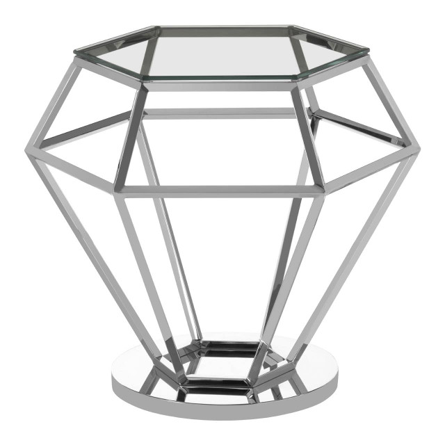 premier housewares Allure Silver Finish Diamond End Table