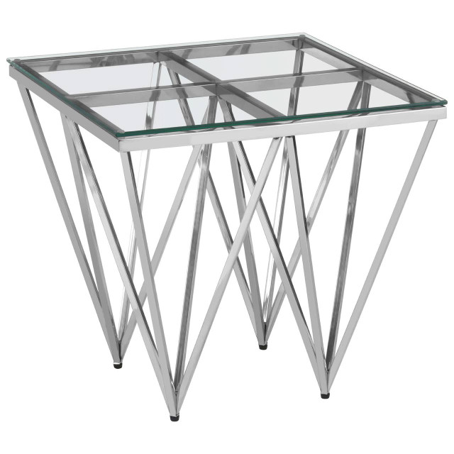 Premier Housewares Allure Silver Finish Prismatic Legs End Table