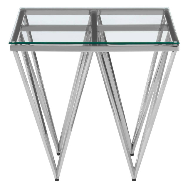 premier housewares Allure Silver Finish Prismatic Legs End Table