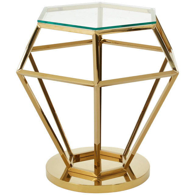 Premier Housewares Allure Small Gold Finish Diamond End Table