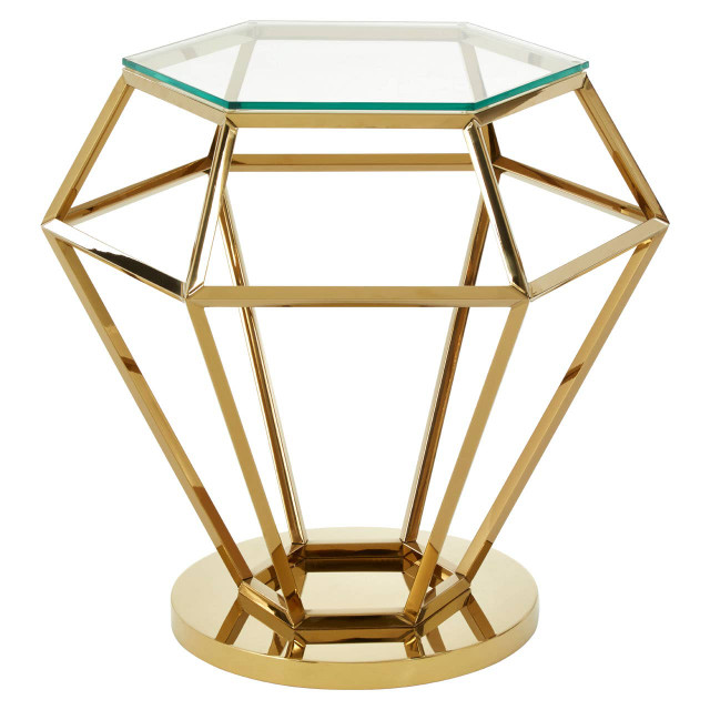 premier housewares Allure Small Gold Finish Diamond End Table