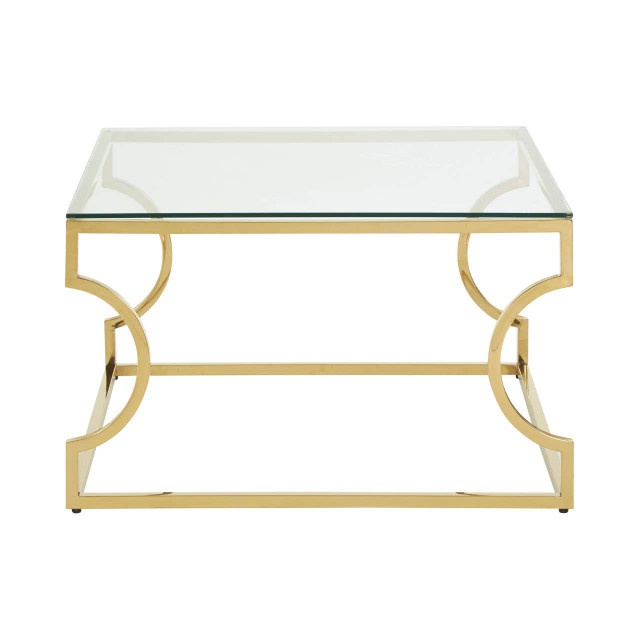 Premier Housewares Allure Tempered Glass Curved Frame Coffee Table