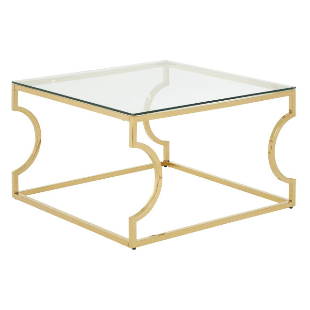 Premier Housewares Allure Tempered Glass Curved Frame Coffee Table
