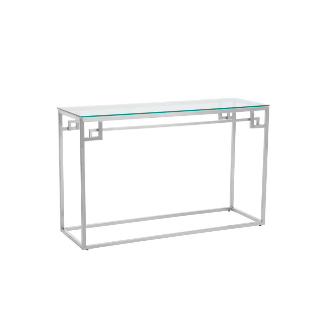 Premier Housewares Allure Tempered Glass Silver Finish Console Table