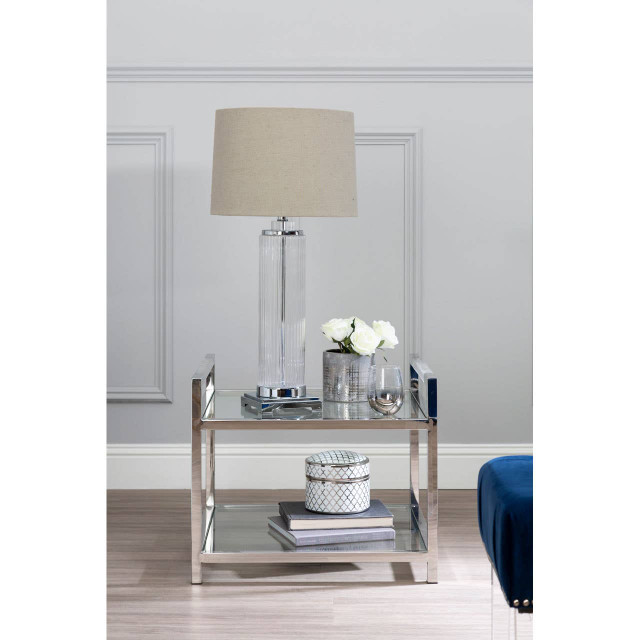 Premier Housewares Alona Table Lamp With Stone Linen Shade
