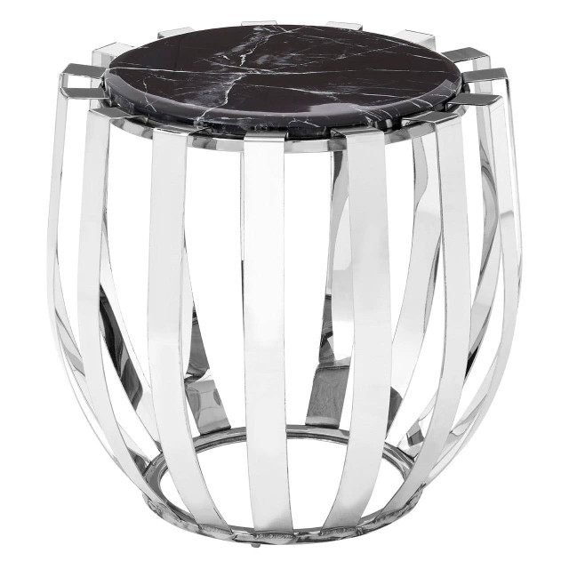 Premier Housewares Alvaro Black Marble And Chrome Side Table