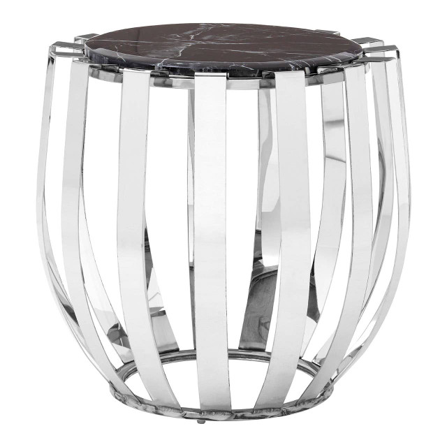 premier housewares Alvaro Black Marble and Chrome Side Table