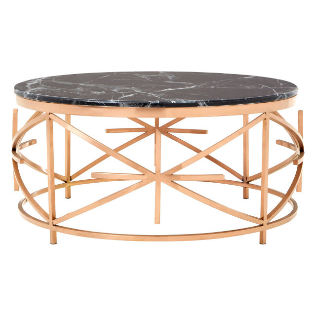 premier housewares Alvaro Black Marble and Rose Gold Coffee Table