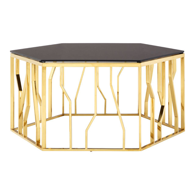 Premier Housewares Alvaro Gold And Black Hexagonal Coffee Table