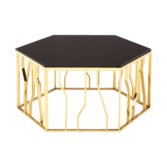 Premier Housewares Alvaro Gold And Black Hexagonal Coffee Table