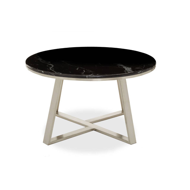 Premier Housewares Alvaro Round Coffee Table With Black Marble Top