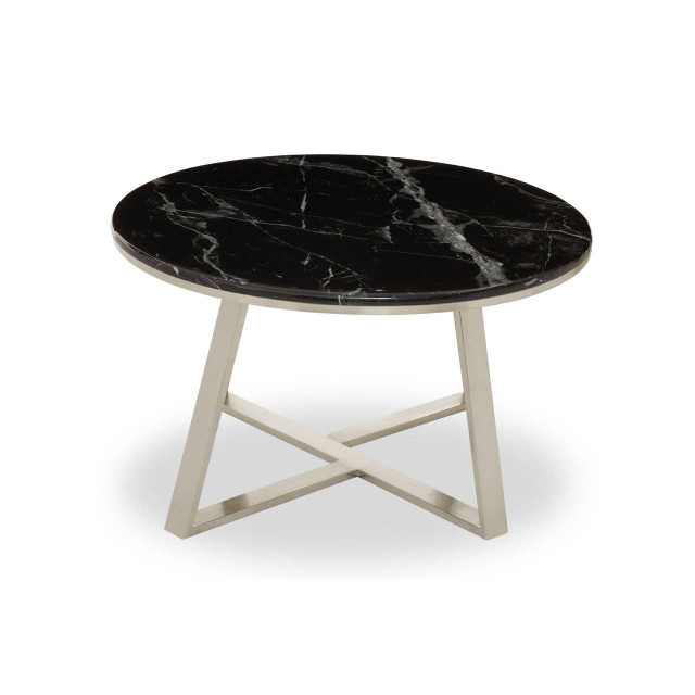 Premier Housewares Alvaro Round Coffee Table With Black Marble Top