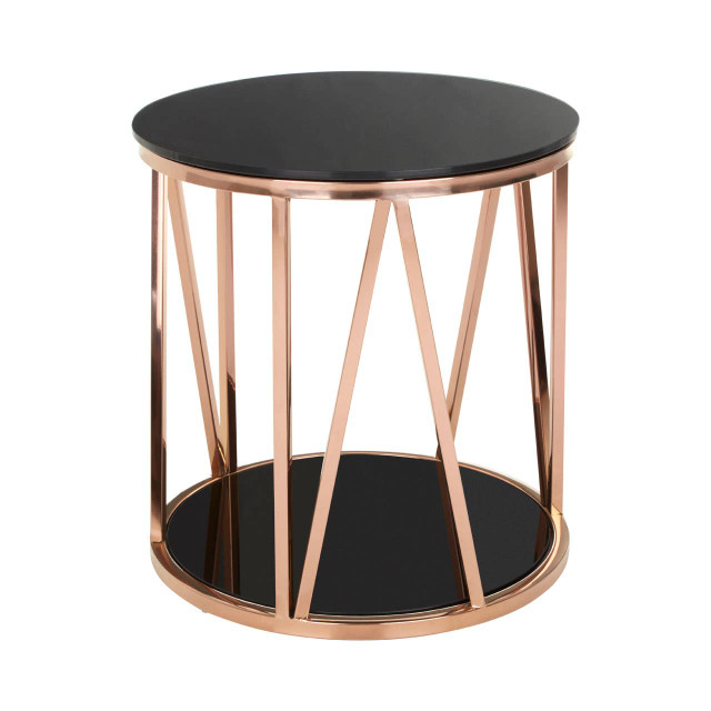 Premier Housewares Alvaro Round Rose Gold Finish Side Table