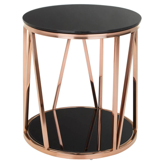 premier housewares Alvaro Round Rose Gold Finish Side Table