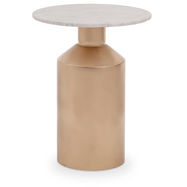 Premier Housewares Amira Marble Top Gold Base Side Table