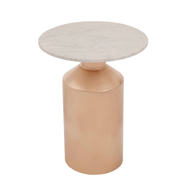 Premier Housewares Amira Marble Top Gold Base Side Table
