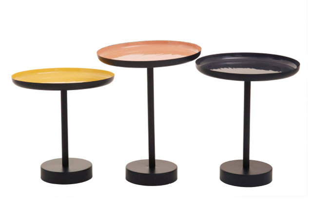 Premier Housewares Amira Set Of Three Gold And Black Tray Tables