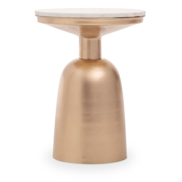 Premier Housewares Amira White Marble Top Gold Base Side Table