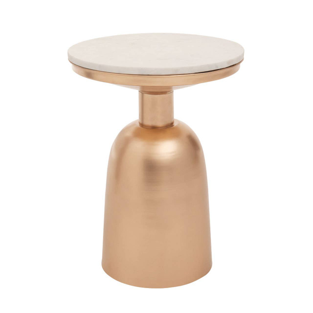 Premier Housewares Amira White Marble Top Gold Base Side Table