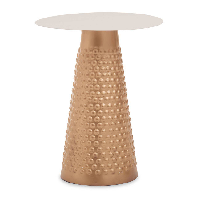premier housewares Amira White Top Gold Base Side Table
