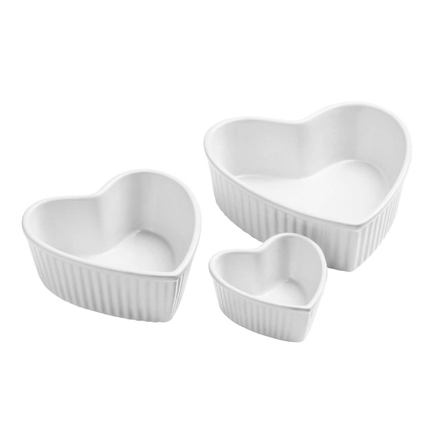 Premier Housewares Amour White Set Of 3 Heart Shape Oven Dishes