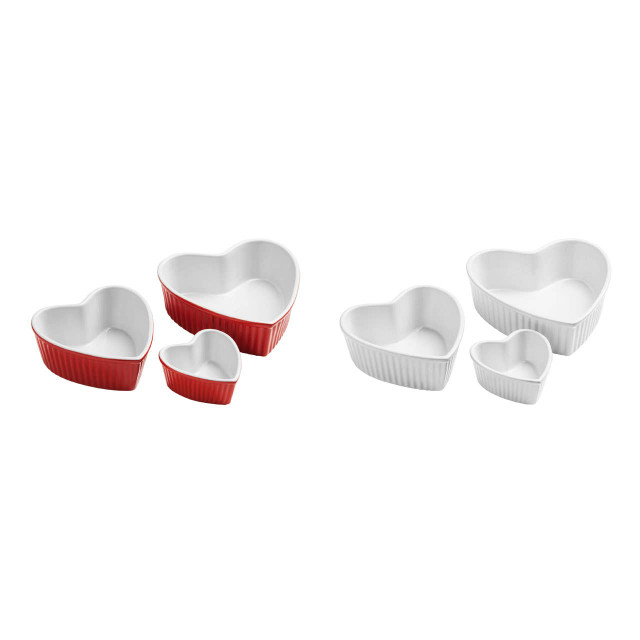 Premier Housewares Amour White Set Of 3 Heart Shape Oven Dishes