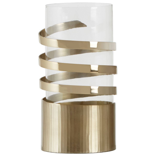 premier housewares Amreli Large Vertical Textured Gold Metal Hurricane Candle Holder