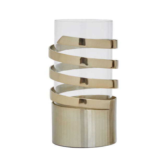 premier housewares Amreli Small Vertical Textured Gold Metal Hurricane Candle Holder