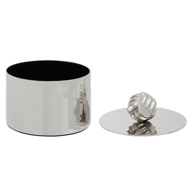 Premier Housewares Amreli Small Vertical Textured Silver Metal Trinket Box