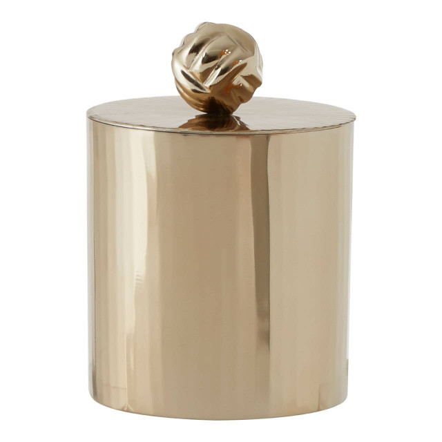 premier housewares Amreli Vertical Textured Metallic Gold Finish Small Trinket Box