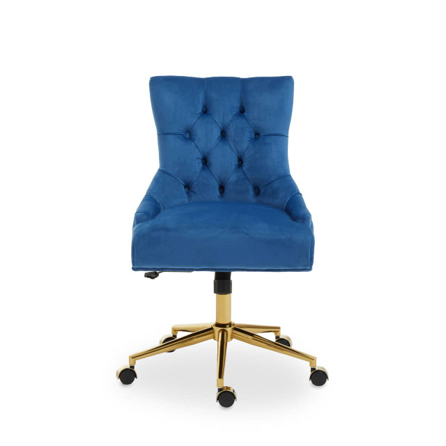 premier housewares Anita Blue Velvet and Gold Base Home Office Chair