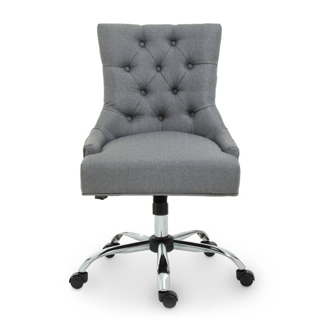 Premier Housewares Anita Grey Fabric And Chrome Base Home Office Chair