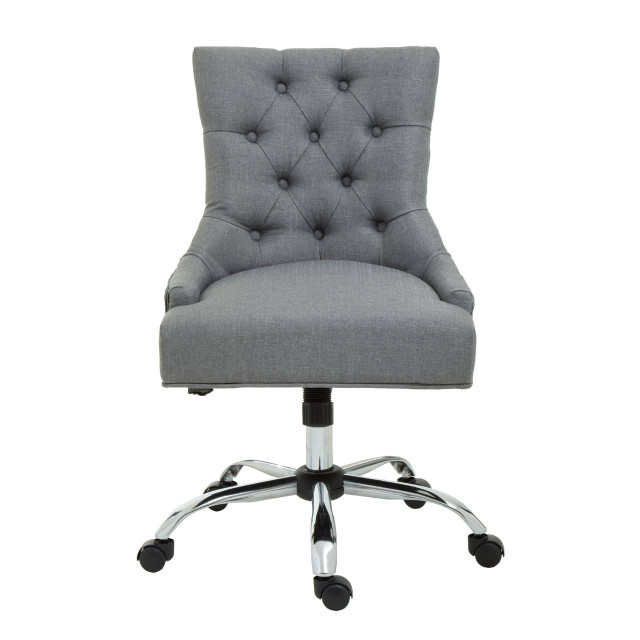 Premier Housewares Anita Grey Fabric And Chrome Base Home Office Chair
