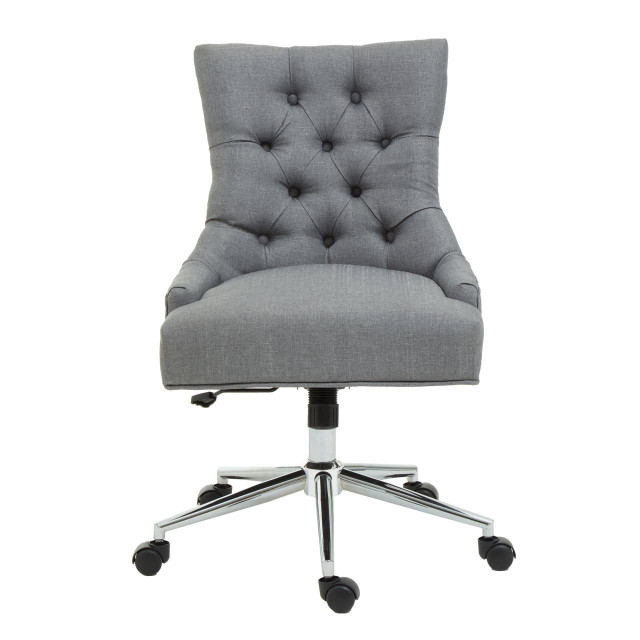 Premier Housewares Anita Grey Fabric And Chrome Finish Base Home Office Chair