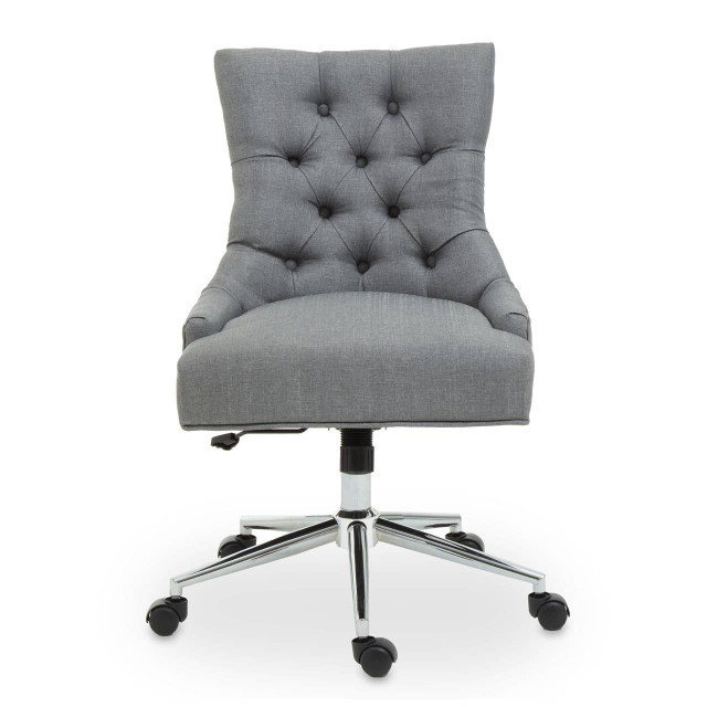 premier housewares Anita Grey Fabric and Chrome Finish Base Home Office Chair