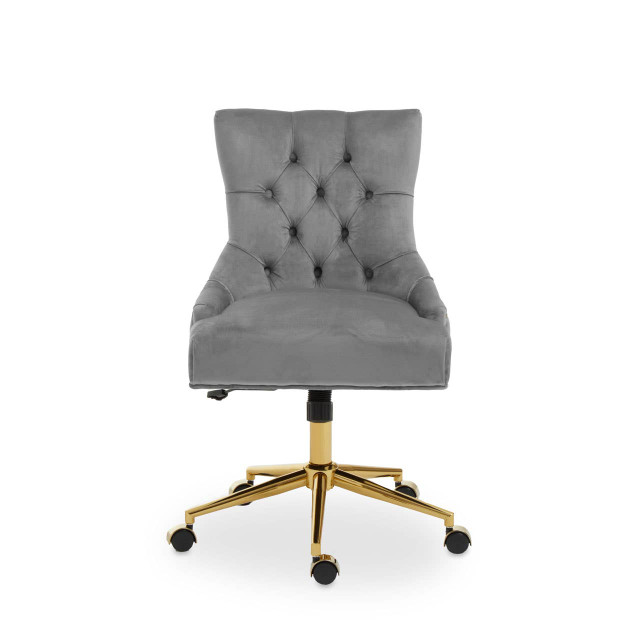 premier housewares Anita Grey Velvet and Gold Base Home Office Chair