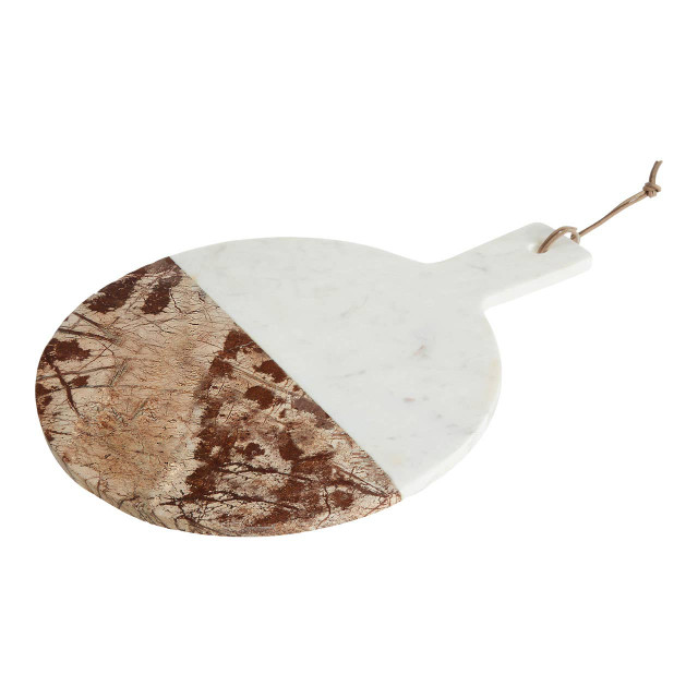 Premier Housewares Annika White And Brown Marble Round Paddle Board