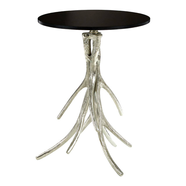 premier housewares Antler Round Side Table with Black Marble Top