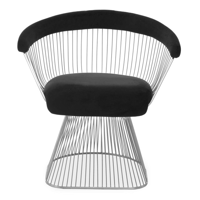 Premier Housewares Anzio Black Velvet And Brushed Silver Chair