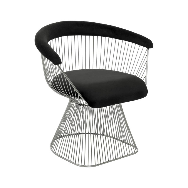 Premier Housewares Anzio Black Velvet And Brushed Silver Chair