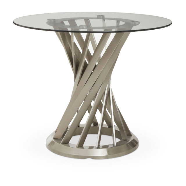 premier housewares Anzio Clear Glass Top And Silver Hourglass Base Dining Table