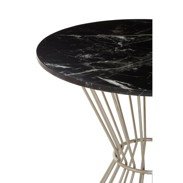 Premier Housewares Anzio Hourglass Dining Table With Black Marble And Silver Base