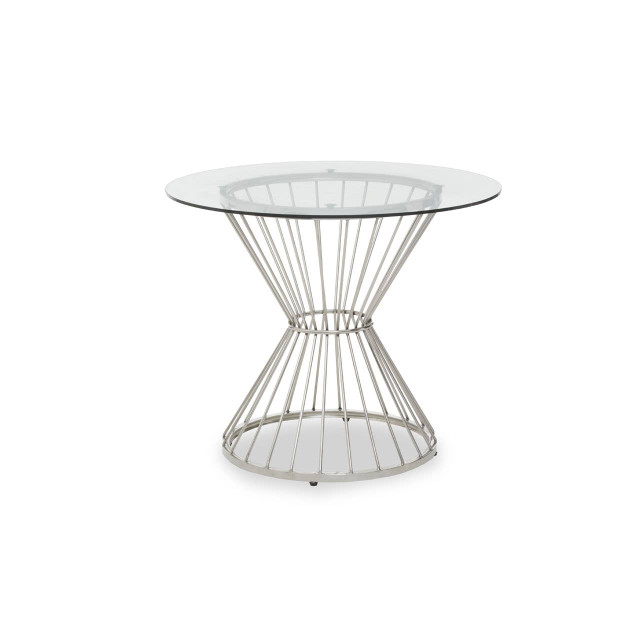 Premier Housewares Anzio Hourglass Dining Table With Clear Glass And Silver Base