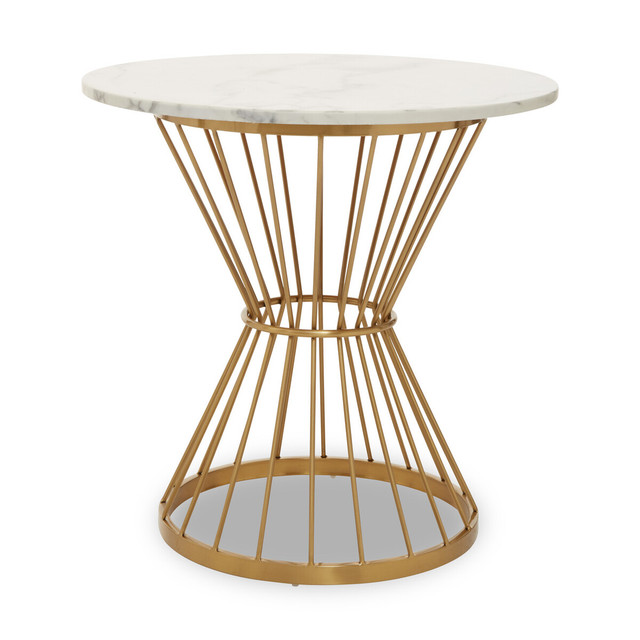 Premier Housewares Anzio Hourglass Dining Table With White Marble And Gold Base