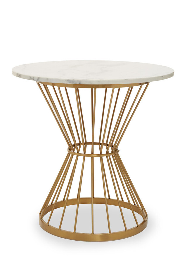 premier housewares Anzio Hourglass Dining Table with White Marble and Gold Base
