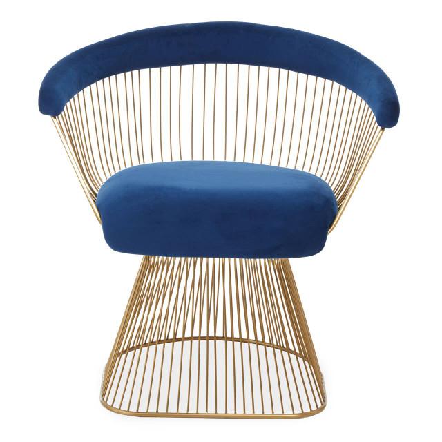 premier housewares Anzio Navy Blue Velvet And Brushed Gold Chair