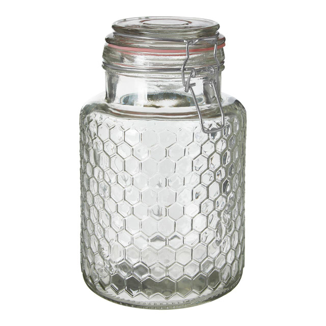 Premier Housewares Apiaary Textured Glass Jar With Pink Seal 1300ml