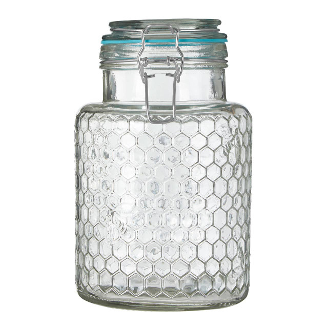 Premier Housewares Apiary Textured Glass Jar With Blue Seal 1300ml