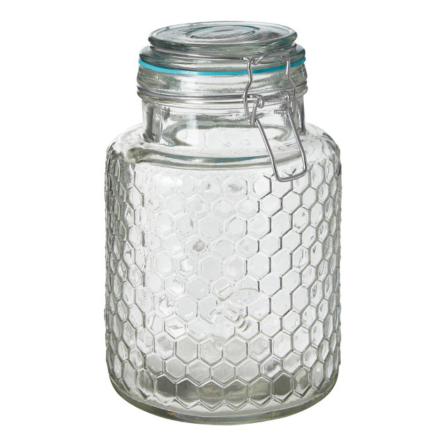 Premier Housewares Apiary Textured Glass Jar With Blue Seal 1300ml